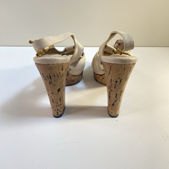 Chloe Cream Leather Renna Cork Sandals Size 39.5 - Picture 5 of 12